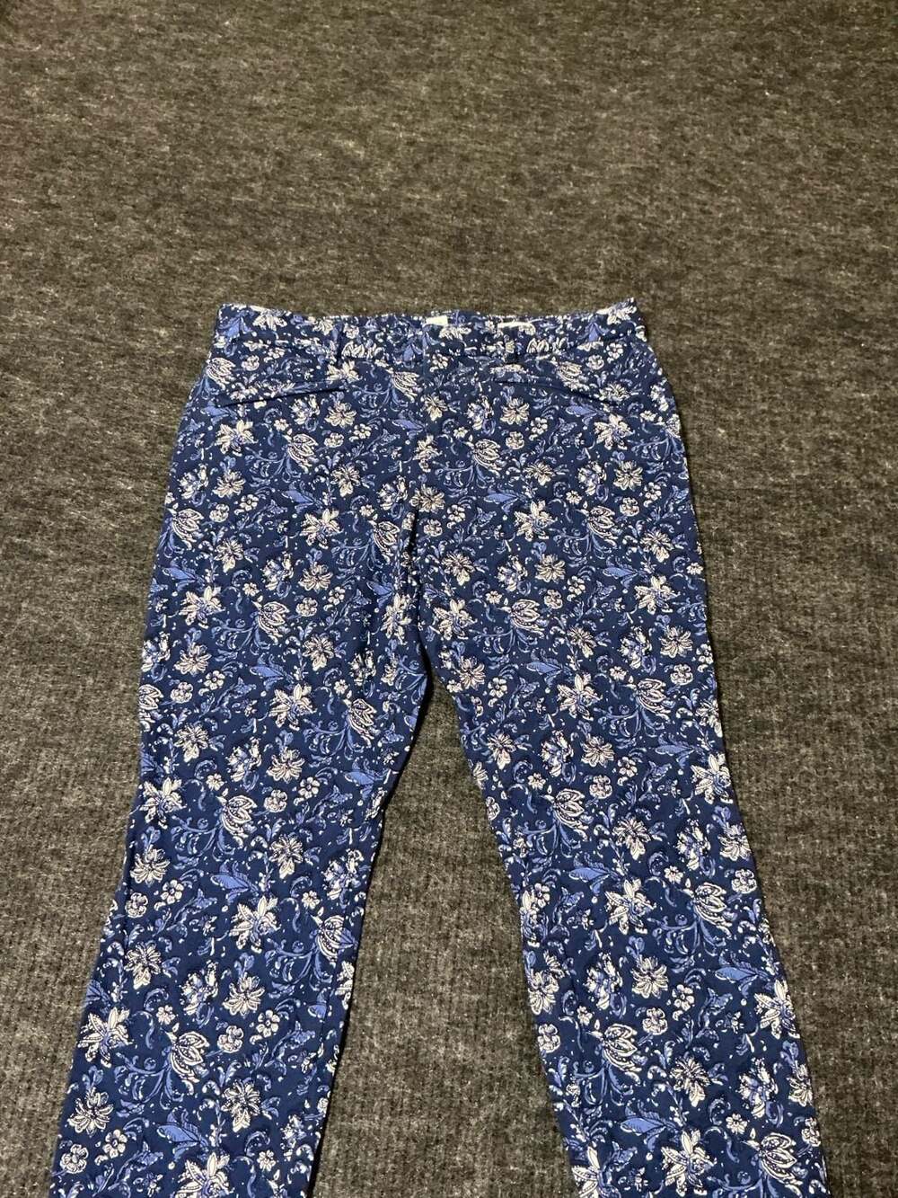 Gap Skinny Ankle Floral Print Pants Womens Size 14R Blue and White